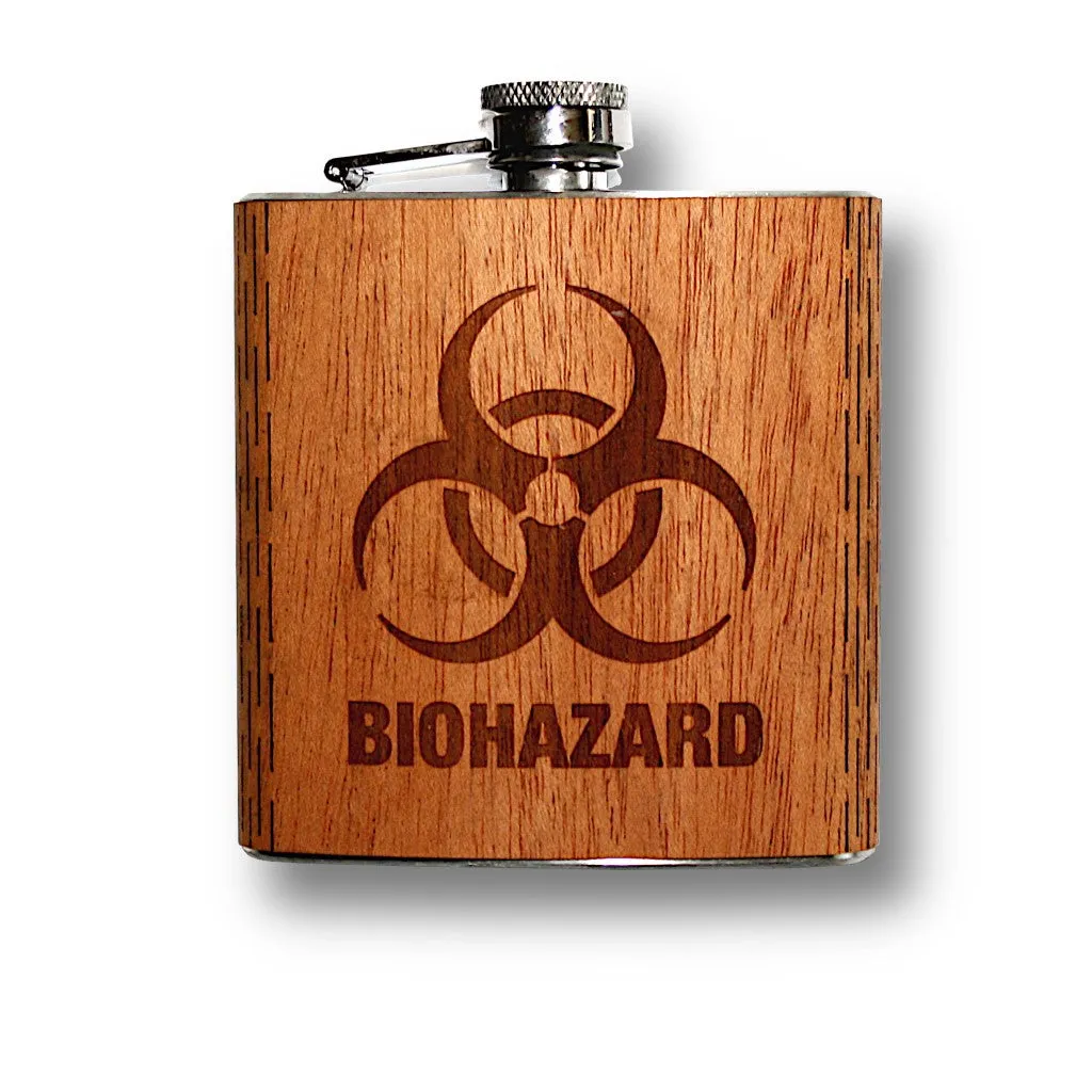 6 oz. Wooden Hip Flask (Biohazard in Mahogany)