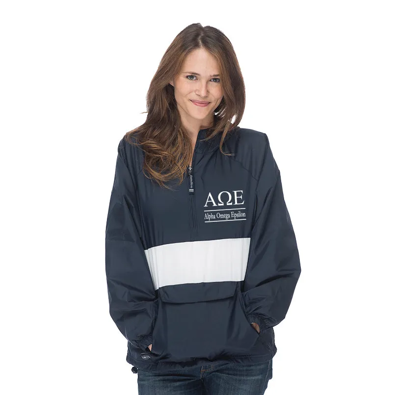 Alpha Omega Epsilon Classic Striped Windbreaker - Lined