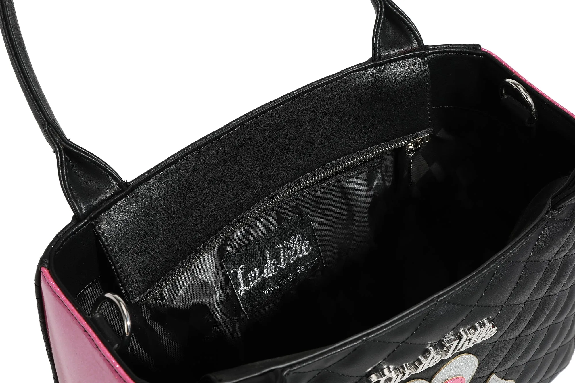 Black and Winkle Pink Sparkle Lucky Me Tote