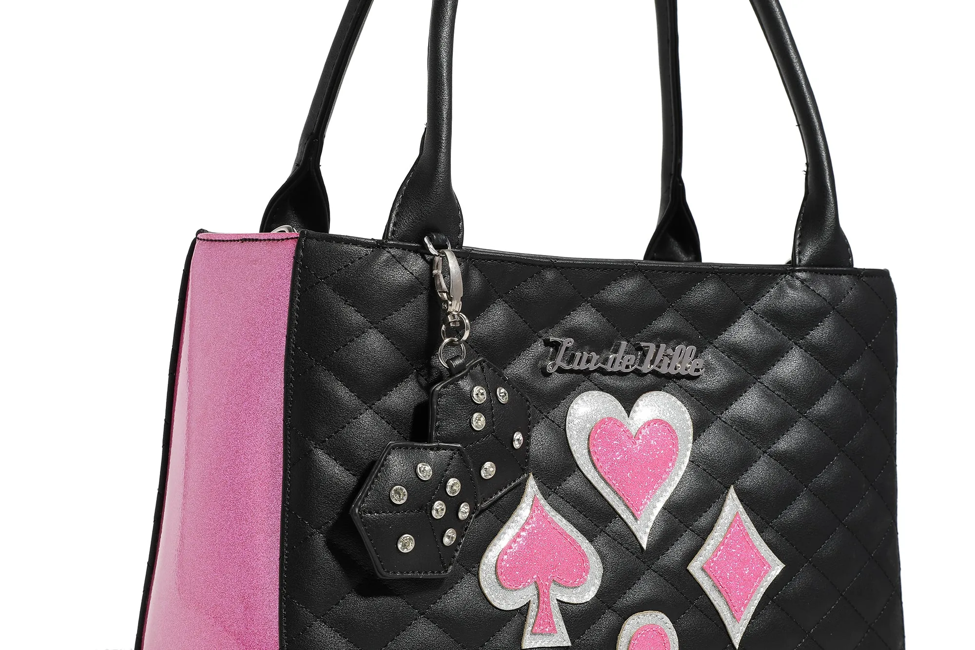 Black and Winkle Pink Sparkle Lucky Me Tote