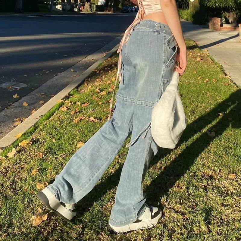 BLUE VINTAGE DRAWSTRING BELT JEANS UB2594