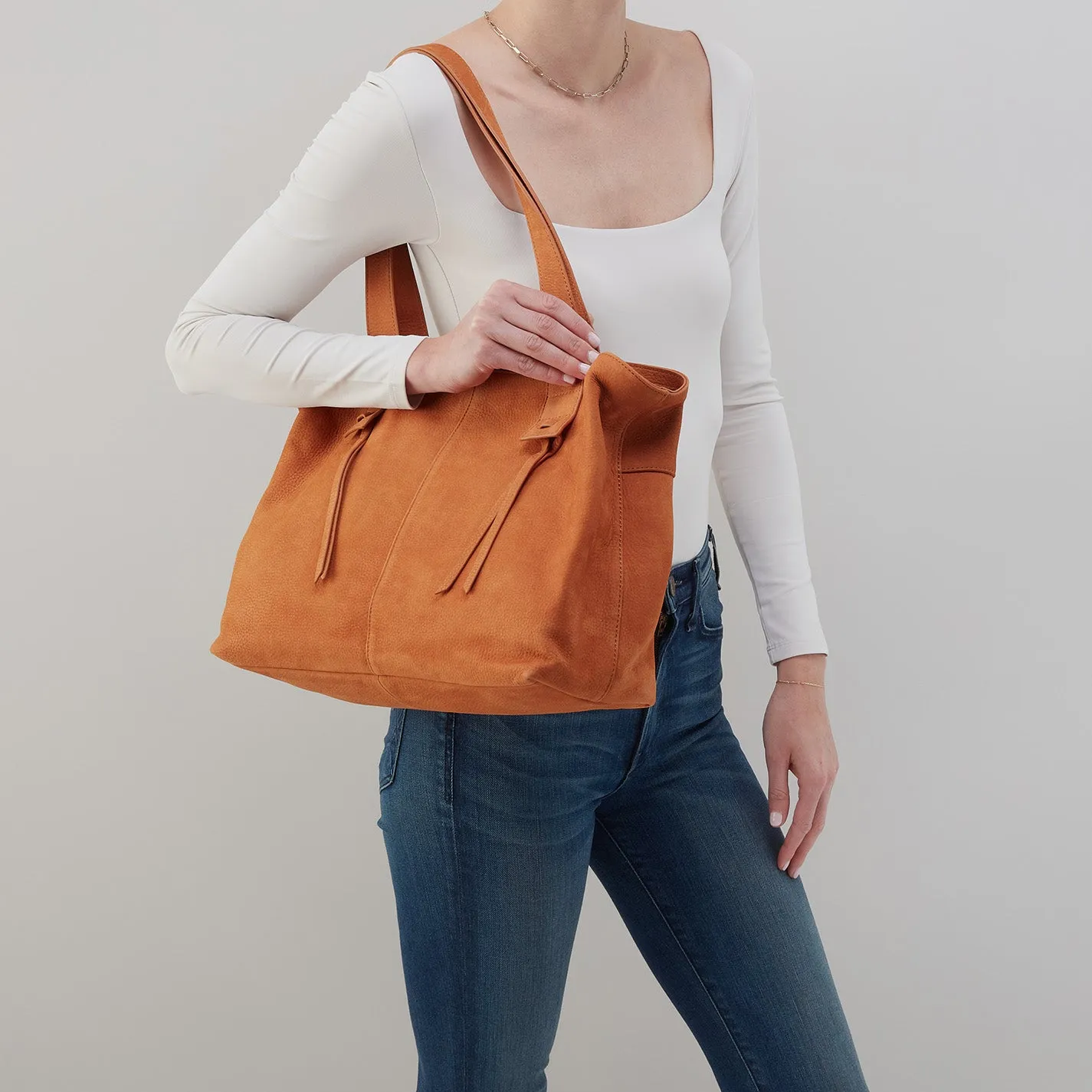 Bonita Tote In Nubuck - Marmalade