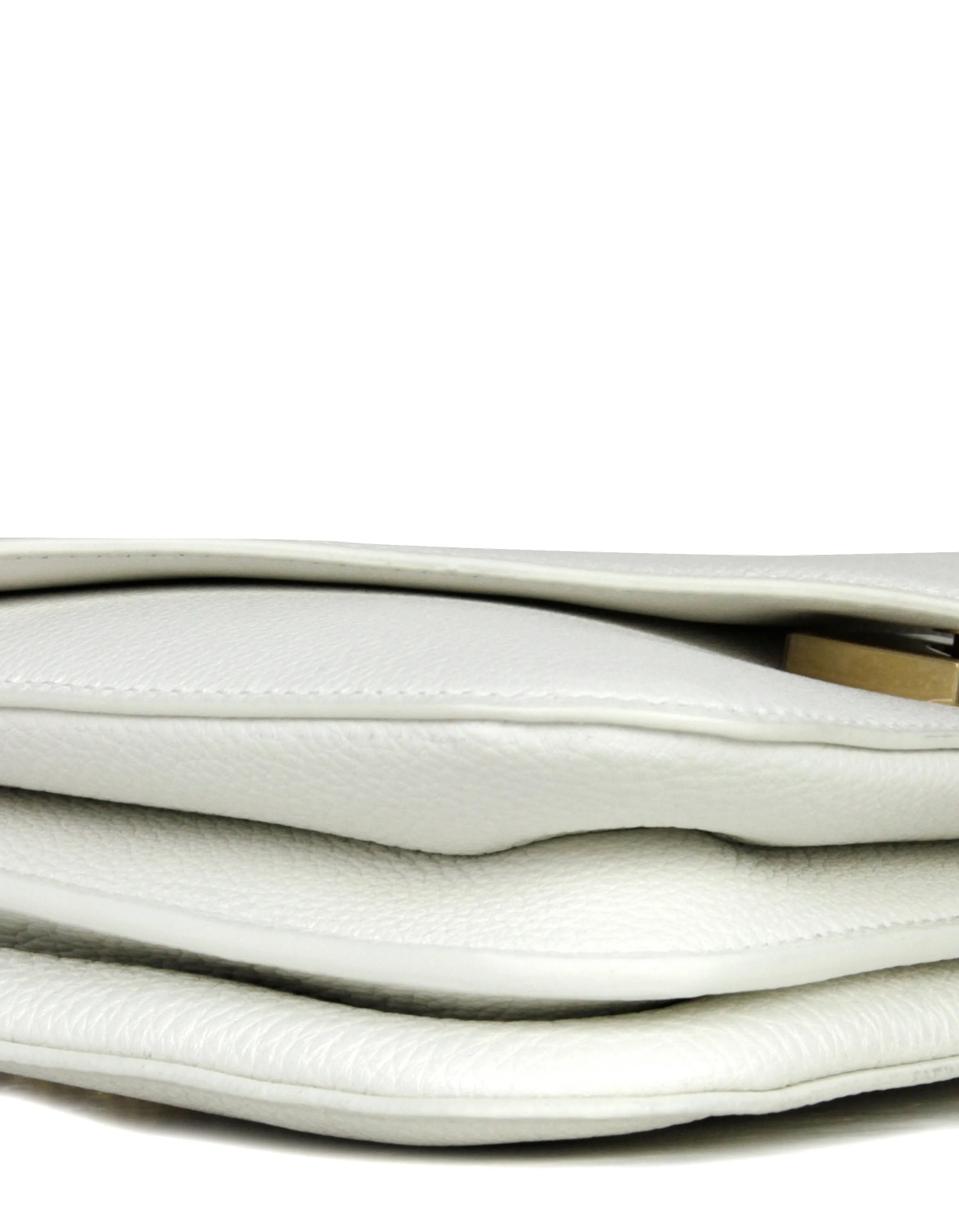 Bottega Veneta White Calfskin Mount Envelope Bag