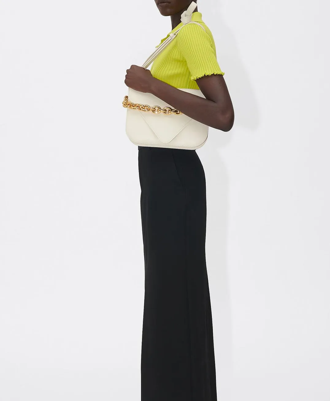 Bottega Veneta White Calfskin Mount Envelope Bag
