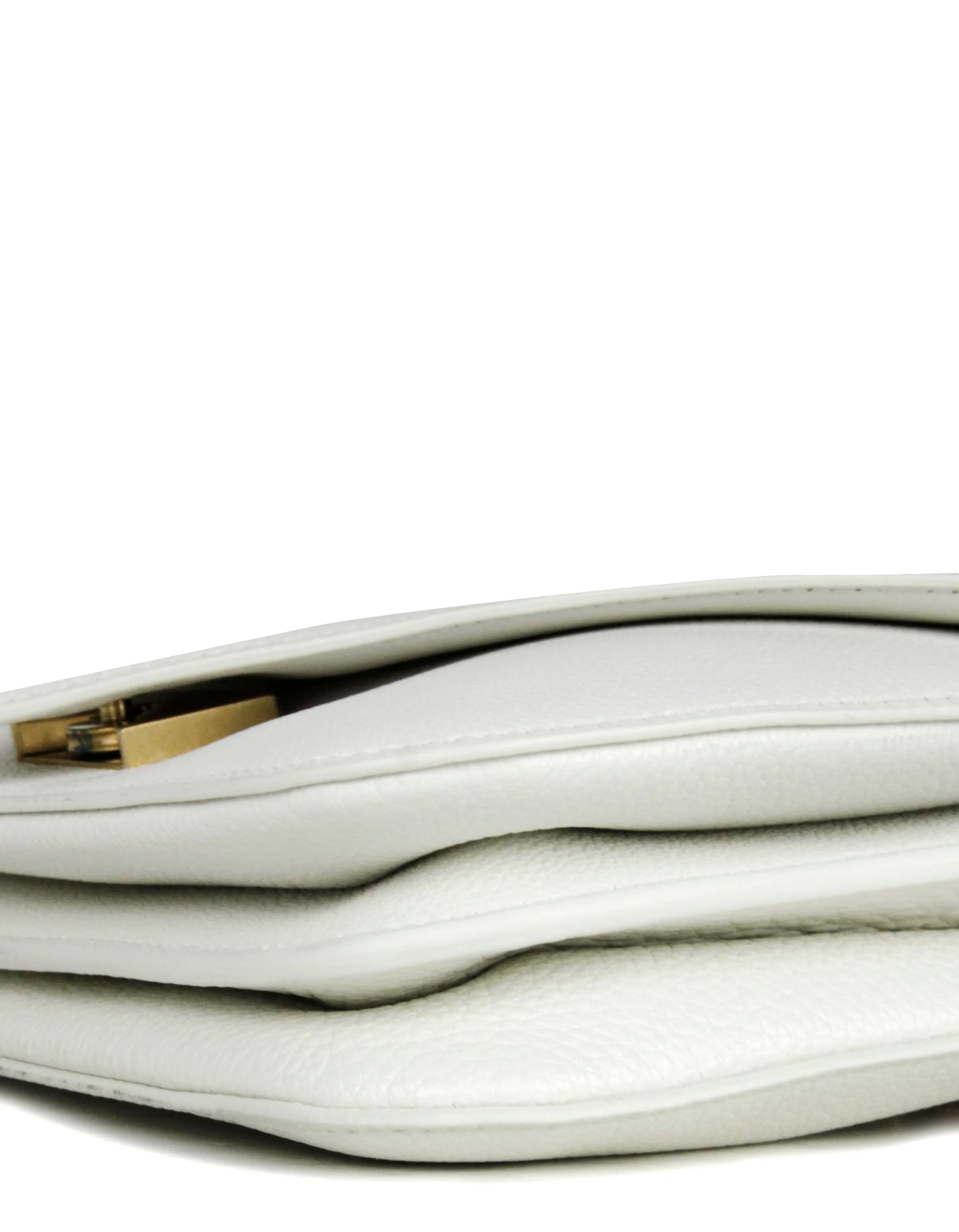 Bottega Veneta White Calfskin Mount Envelope Bag
