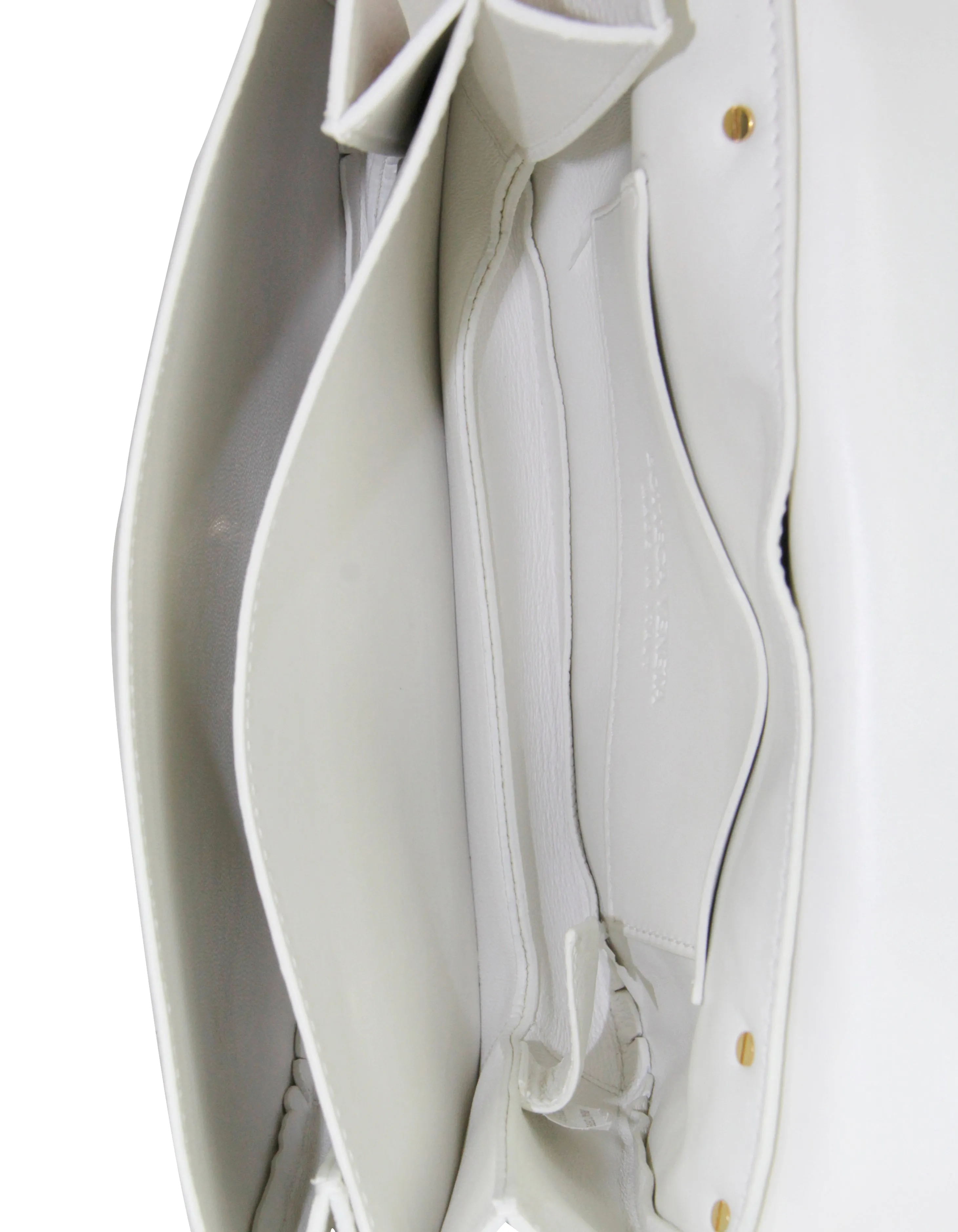 Bottega Veneta White Calfskin Mount Envelope Bag