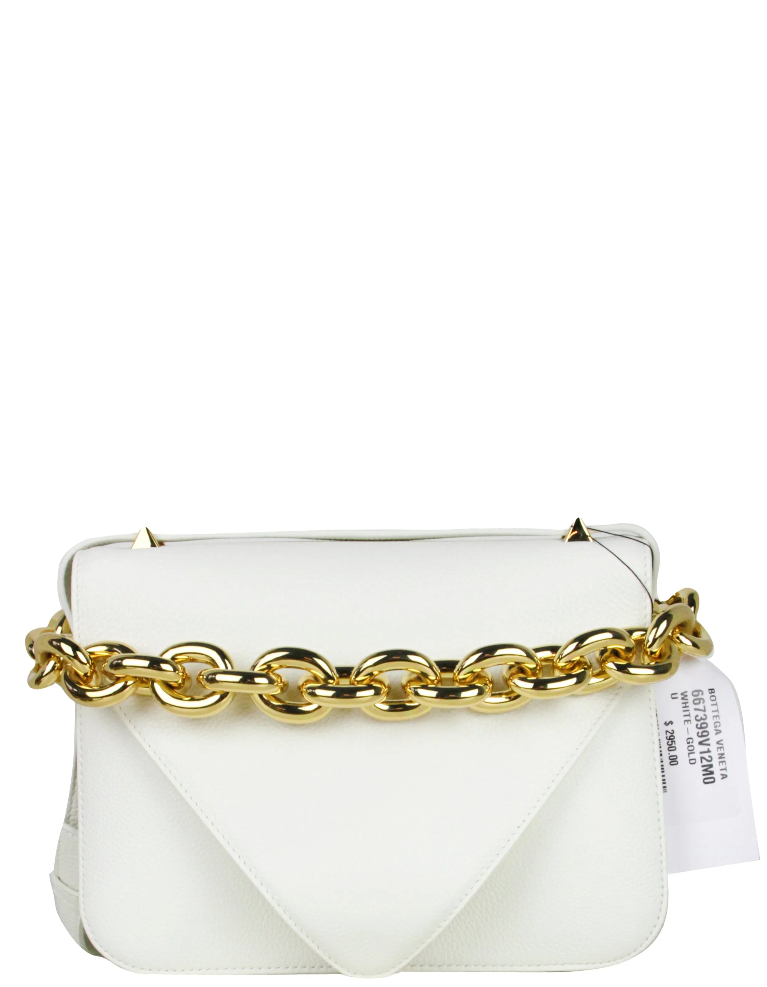 Bottega Veneta White Calfskin Mount Envelope Bag