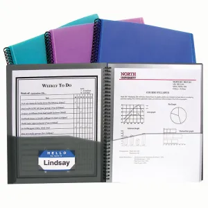 C-Line Products 8-Pocket Spiral-Bound Poly Portfolio, Assorted Colors