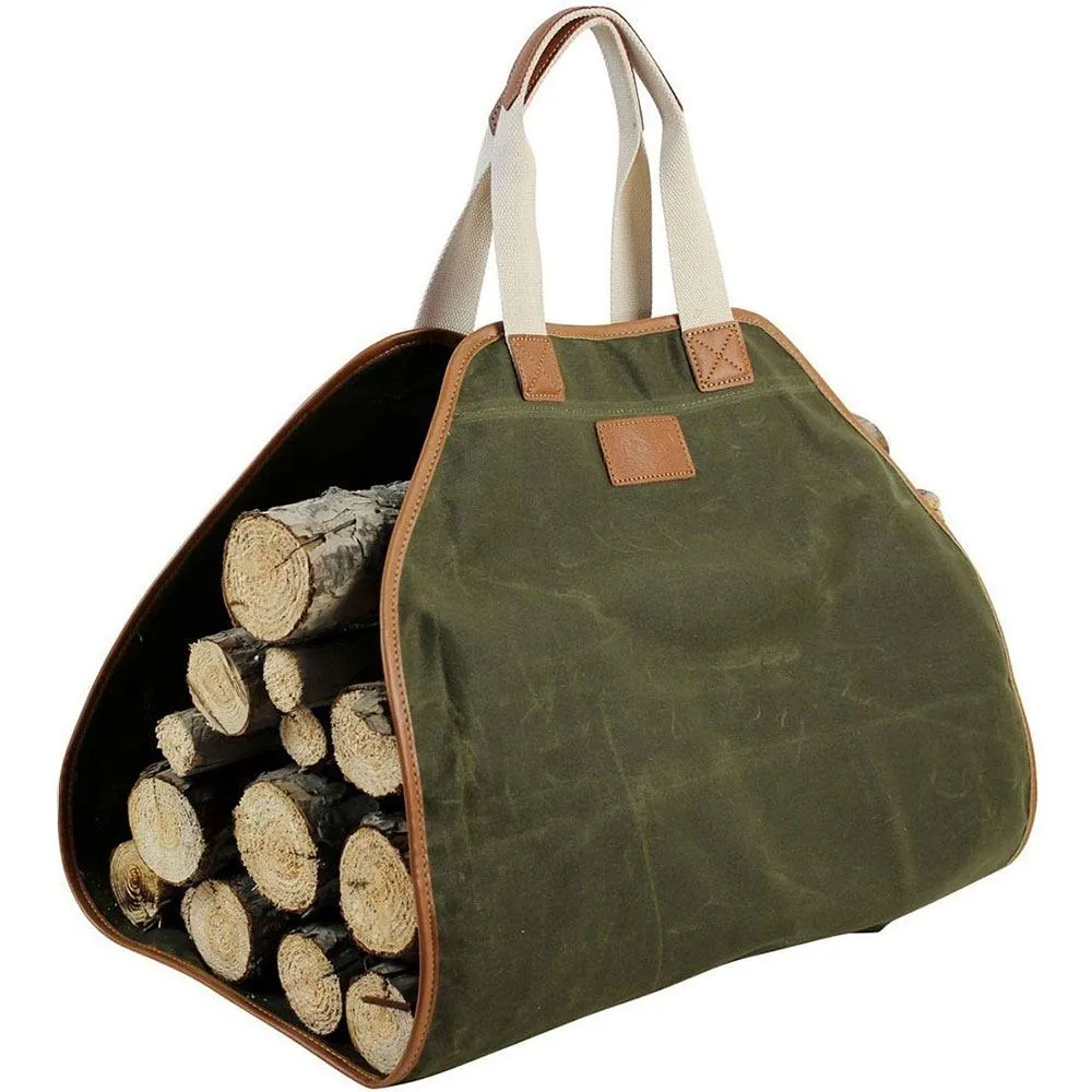 Canvas Log Carrier Bag,Waxed Durable Wood Tote,Fireplace Stove Accessories,Extra Large Firewood Holder with Handles for Camping Best Gifts