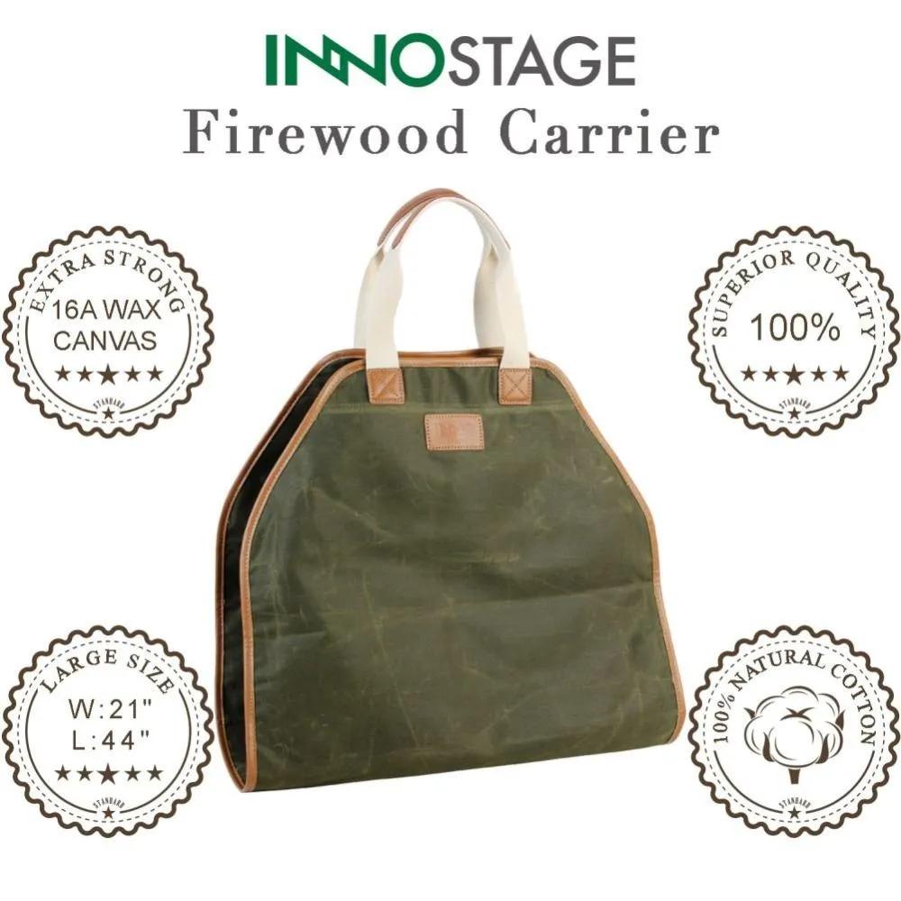Canvas Log Carrier Bag,Waxed Durable Wood Tote,Fireplace Stove Accessories,Extra Large Firewood Holder with Handles for Camping Best Gifts