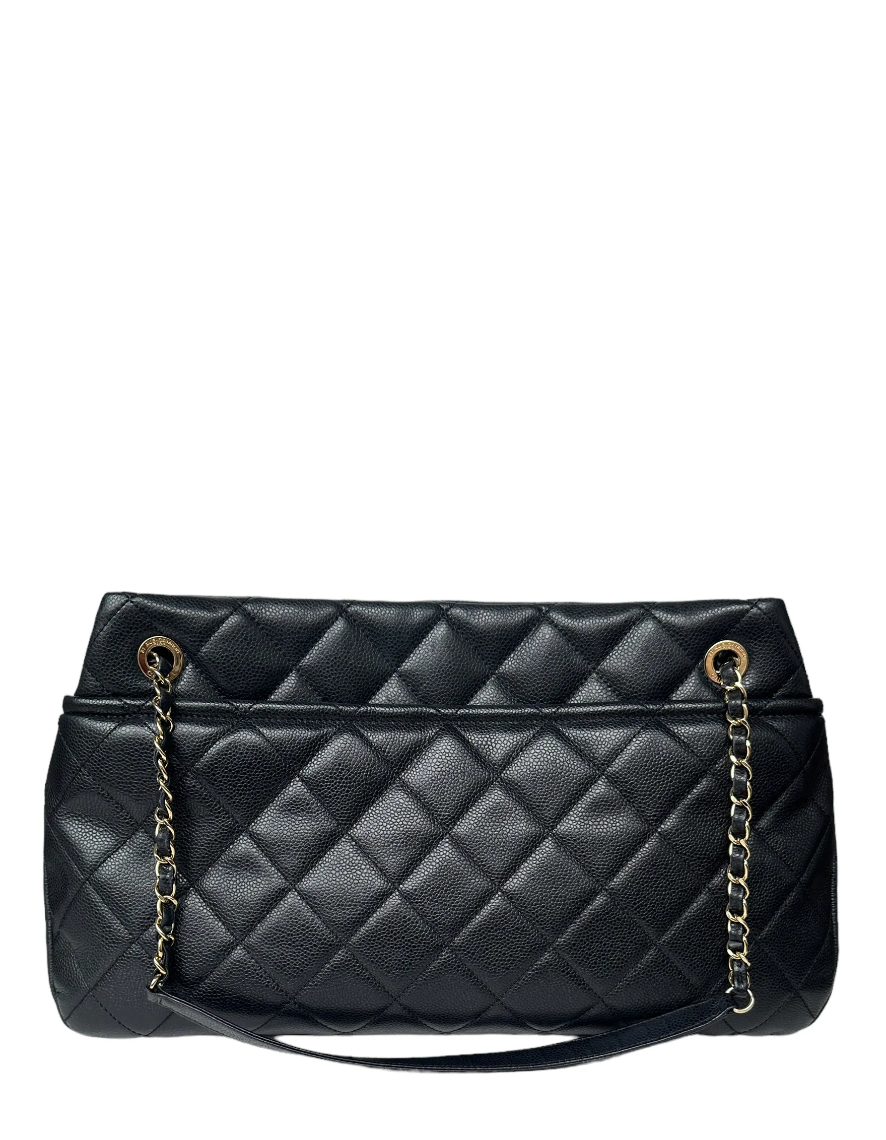 Chanel Black Caviar Leather Timeless Soft Shopper Tote Bag