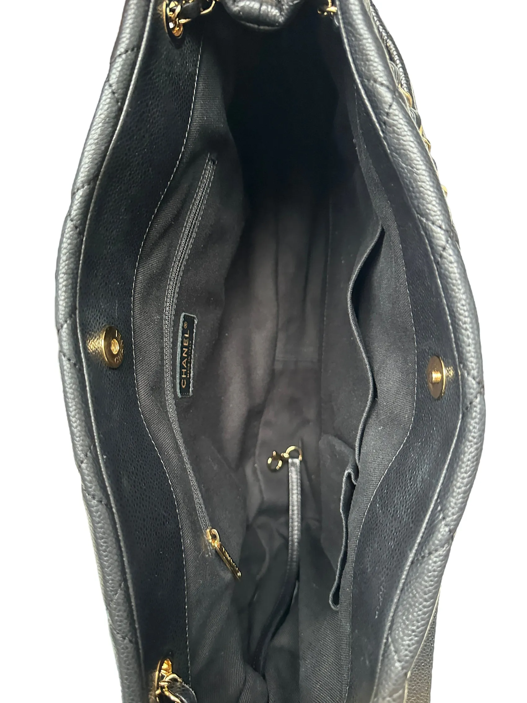 Chanel Black Caviar Leather Timeless Soft Shopper Tote Bag