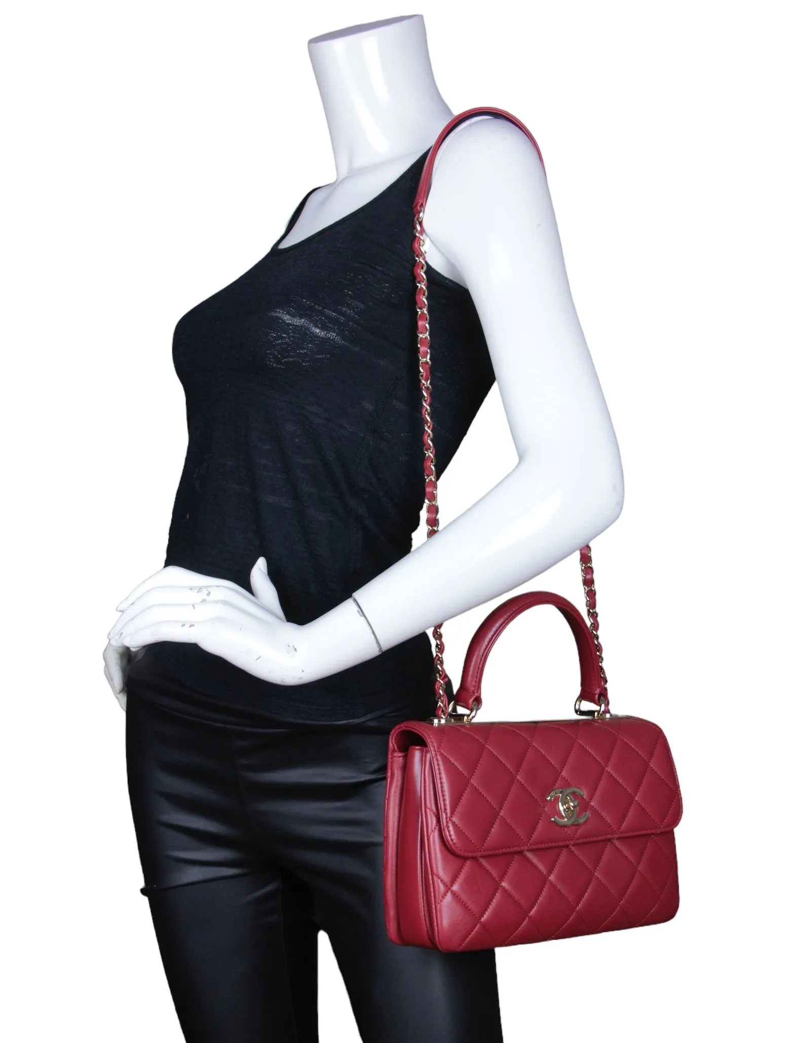 Chanel Burgundy Lambskin Quilted Trendy CC Dual Handle Flap Bag