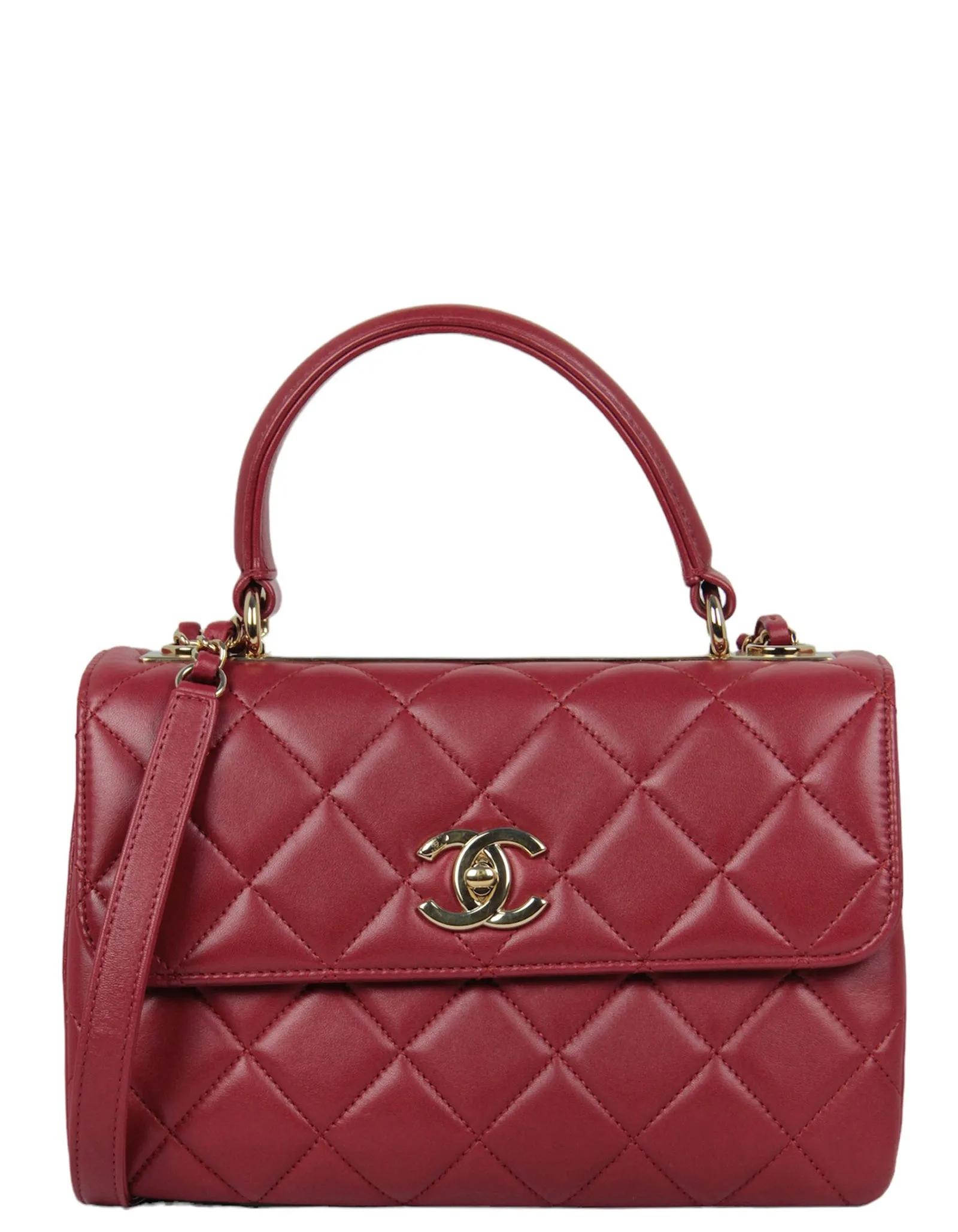 Chanel Burgundy Lambskin Quilted Trendy CC Dual Handle Flap Bag