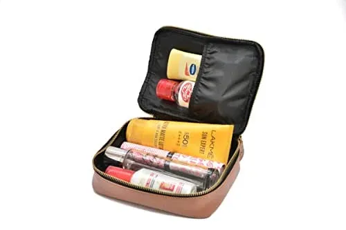 Customized Women's Tote Bag in Vogue (Product 1)   Mini Make up kit (Product 2) - Brown Tan
