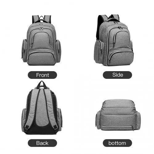 E6706 - Kono Large Capacity Multi Function Baby Diaper Backpack - Grey