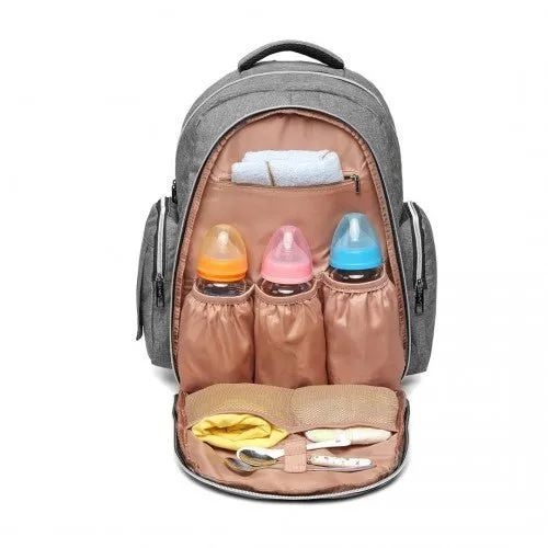 E6706 - Kono Large Capacity Multi Function Baby Diaper Backpack - Grey