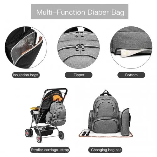 E6706 - Kono Large Capacity Multi Function Baby Diaper Backpack - Grey