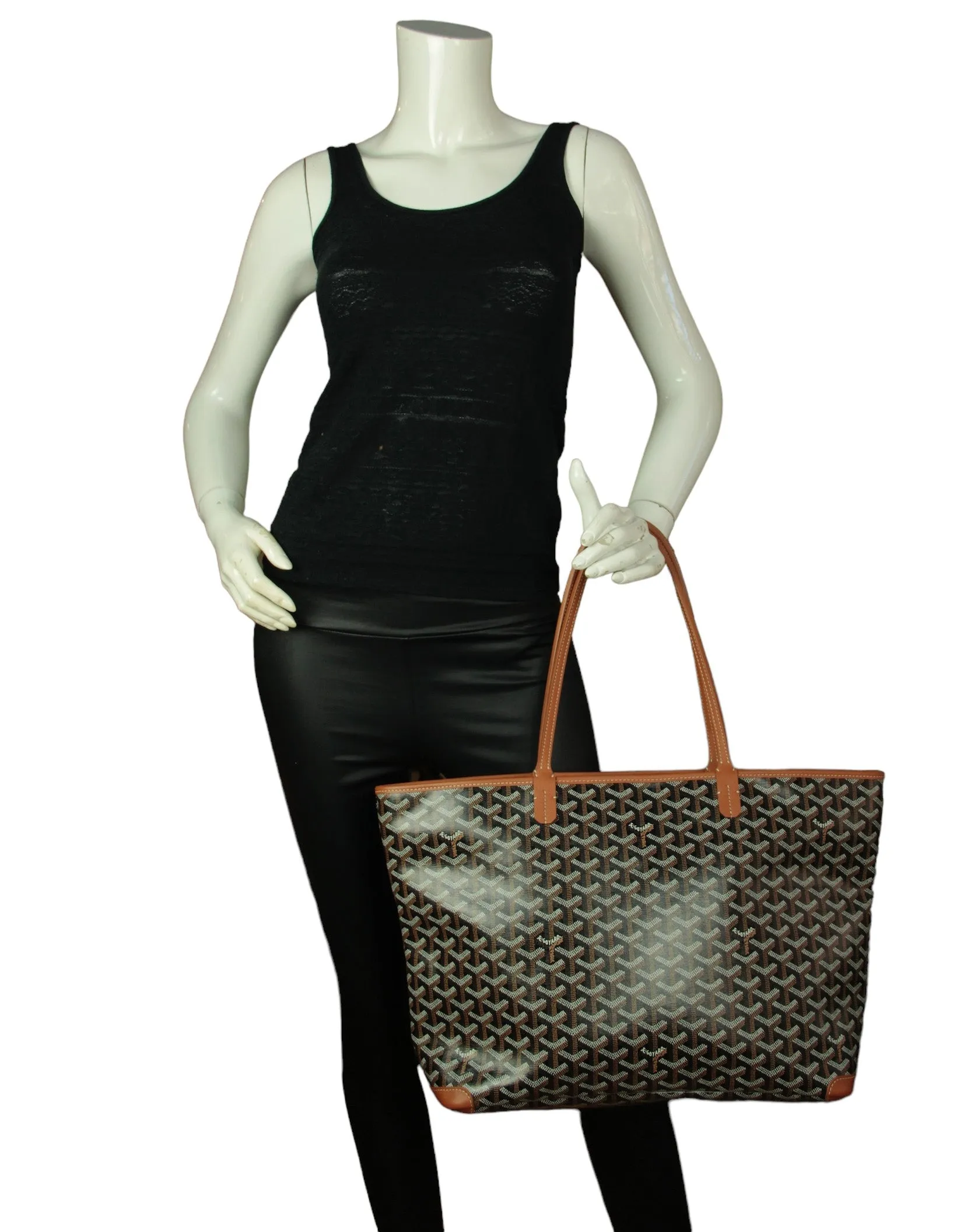 Goyard Black/Tan Goyardine Artois MM Tote