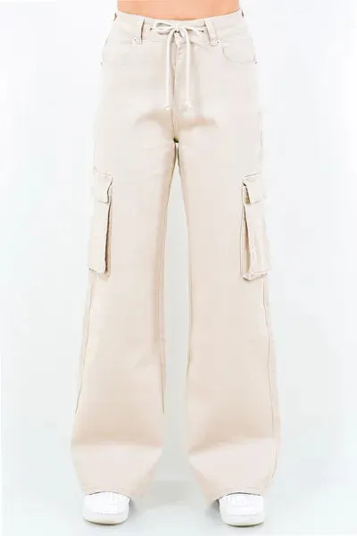 Hazel Blues® | American Bazi Drawstring Wide Leg Cargo Pants