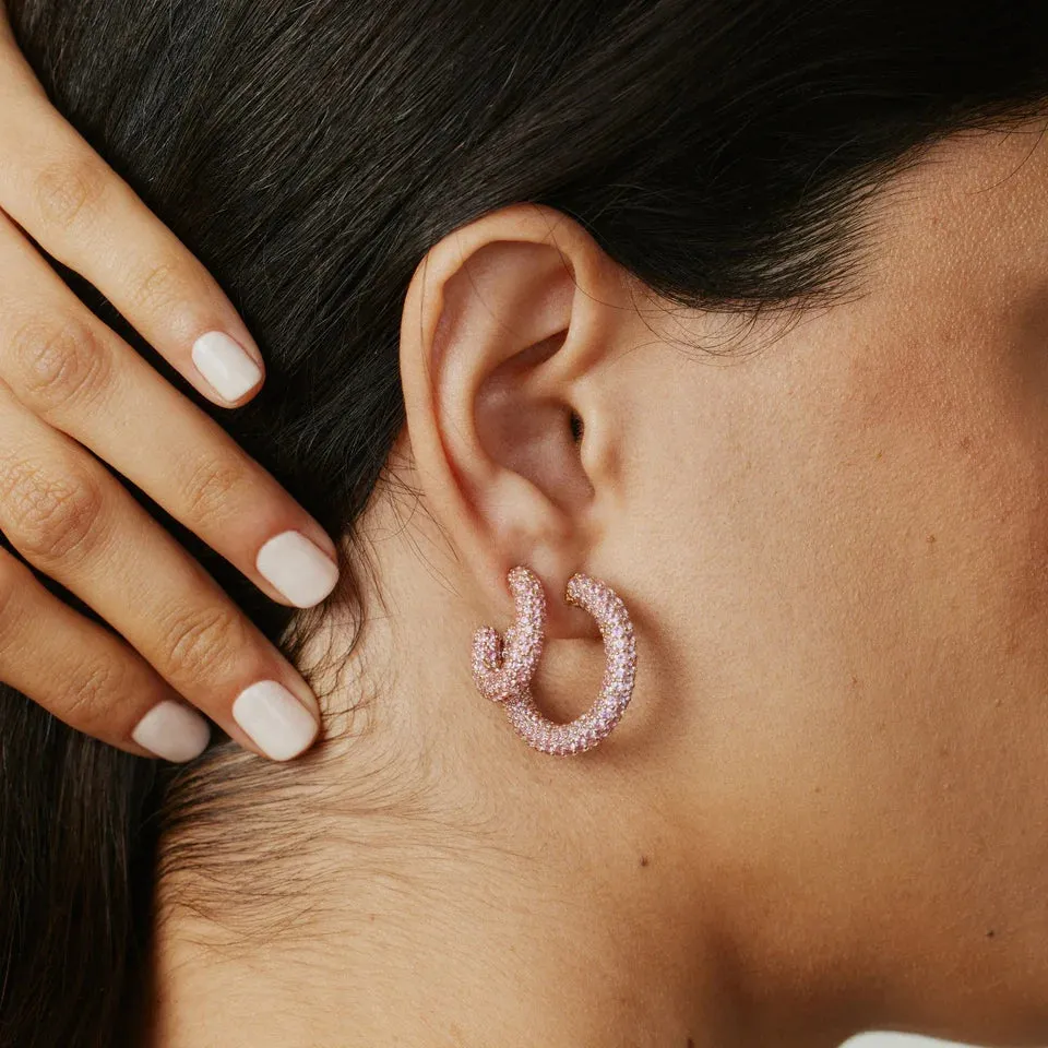 Mini Pink Sapphire Party Hoops