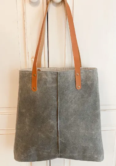 Over-the-Shoulder City TOTE | Gray WAXED Denim Outside | Fully Lined