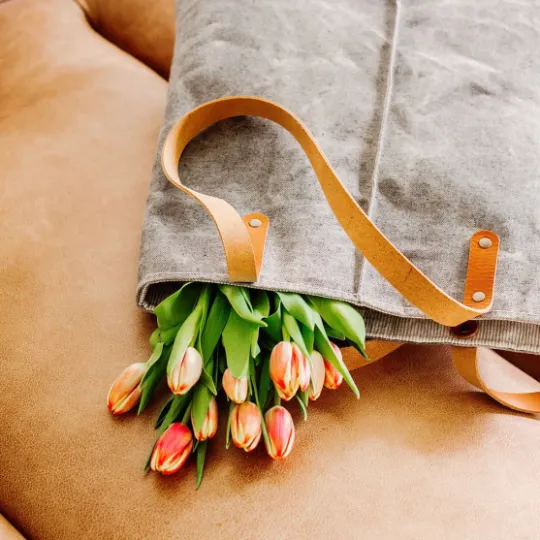 Over-the-Shoulder City TOTE | Gray WAXED Denim Outside | Fully Lined