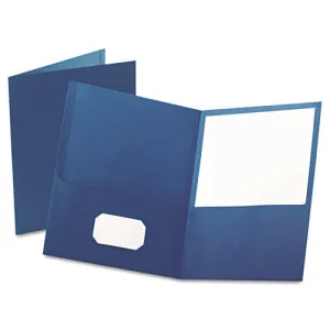 Oxford Twin-Pocket Folder, Embossed Leather Grain Paper, 0.5" Capacity, 11 X 8.5, Blue, 25/box