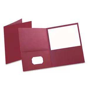 Oxford Twin-Pocket Folder, Embossed Leather Grain Paper, 0.5" Capacity, 11 X 8.5, Burgundy, 25/box