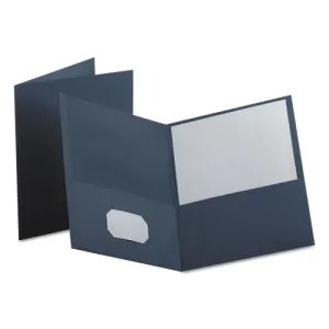 Oxford Twin-Pocket Folder, Embossed Leather Grain Paper, 0.5" Capacity, 11 X 8.5, Dark Blue, 25/box