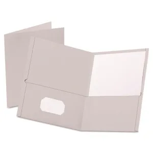 Oxford Twin-Pocket Folder, Embossed Leather Grain Paper, 0.5" Capacity, 11 X 8.5, Gray, 25/box