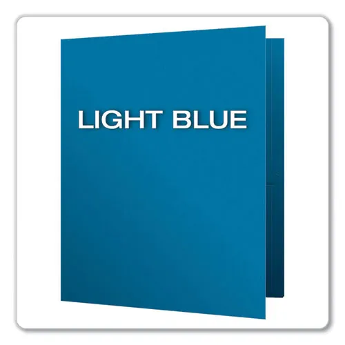 Oxford Twin-Pocket Folder, Embossed Leather Grain Paper, 0.5" Capacity, 11 X 8.5, Light Blue, 25/box
