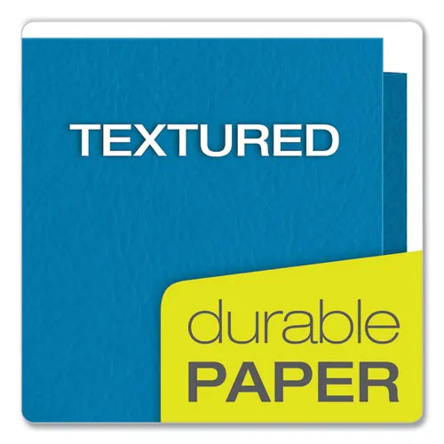 Oxford Twin-Pocket Folder, Embossed Leather Grain Paper, 0.5" Capacity, 11 X 8.5, Light Blue, 25/box
