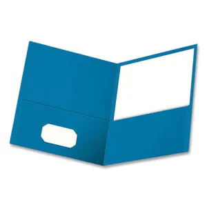 Oxford Twin-Pocket Folder, Embossed Leather Grain Paper, 0.5" Capacity, 11 X 8.5, Light Blue, 25/box