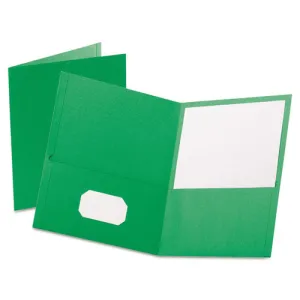 Oxford Twin-Pocket Folder, Embossed Leather Grain Paper, 0.5" Capacity, 11 X 8.5, Light Green, 25/box
