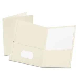 Oxford Twin-Pocket Folder, Embossed Leather Grain Paper, 0.5" Capacity, 11 X 8.5, White, 25/box