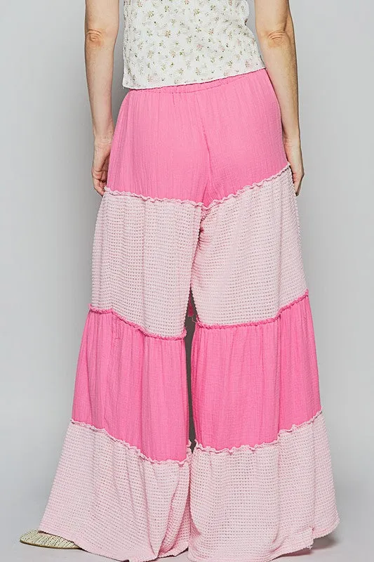 POL Two Tone Drawstring Wide Leg Pants