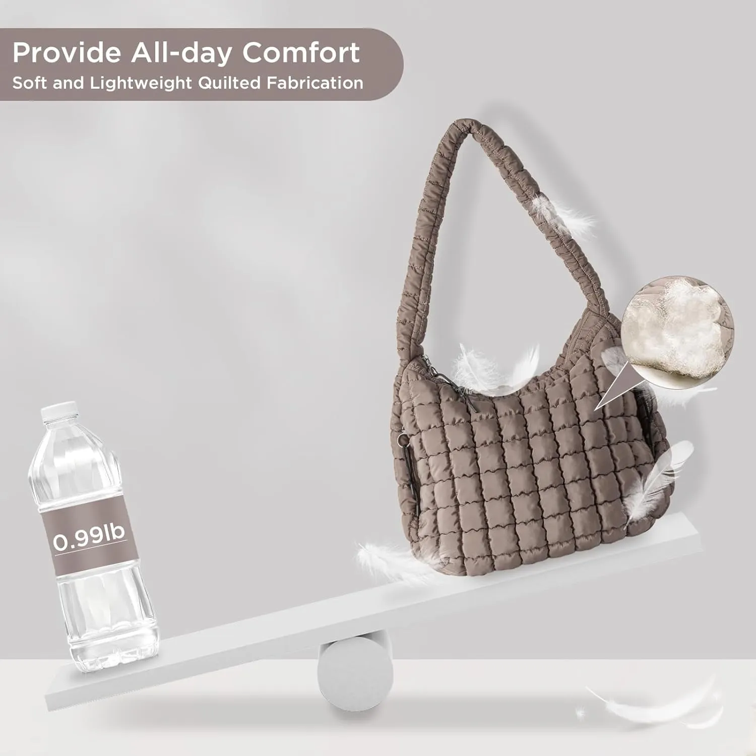 Puffer Tote Bag for Women Large Quilted Tote Bag Quilted Carryall Bag Soft Puffy Crossbody Bag Hobo Handbags Puff Purse