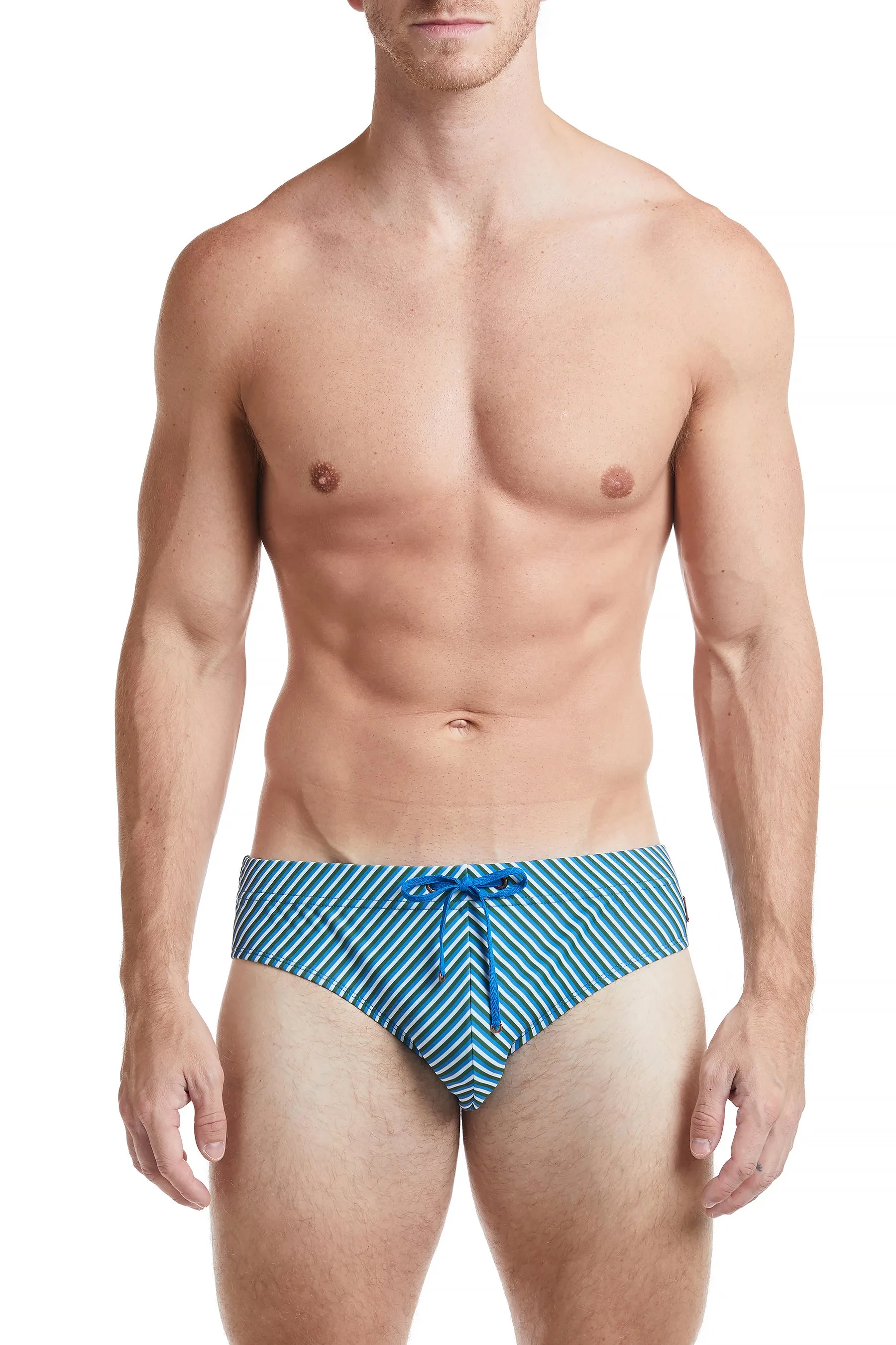 Red Pinstripe - COLYN Bikini Swim Brief