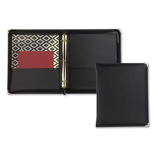 Samsill® Classic Collection Zipper Ring Binder, 3 Rings, 1.5" Capacity, 11 X 8.5, Black