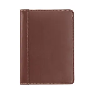 Samsill® Contrast Stitch Leather Padfolio, 6.25w x 8.75h, Open Style, Brown