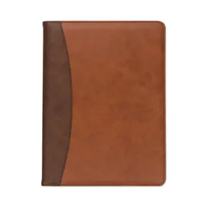Samsill® Two-Tone Padfolio with Spine Accent, 10.6w x 14.25h, Polyurethane, Tan/Brown