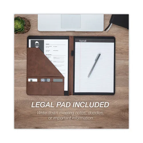 Samsill® Two-Tone Padfolio with Spine Accent, 10.6w x 14.25h, Polyurethane, Tan/Brown