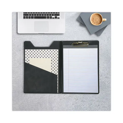 Samsill® Value Padfolio, Heavyweight Sealed Vinyl, Brass Clip, Inside Front Pocket, Black