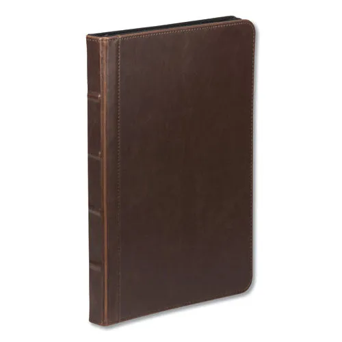 Samsill® Vintage Hardback Zipper Portfolio, Vinyl, Dark Brown, 11 x 8.5