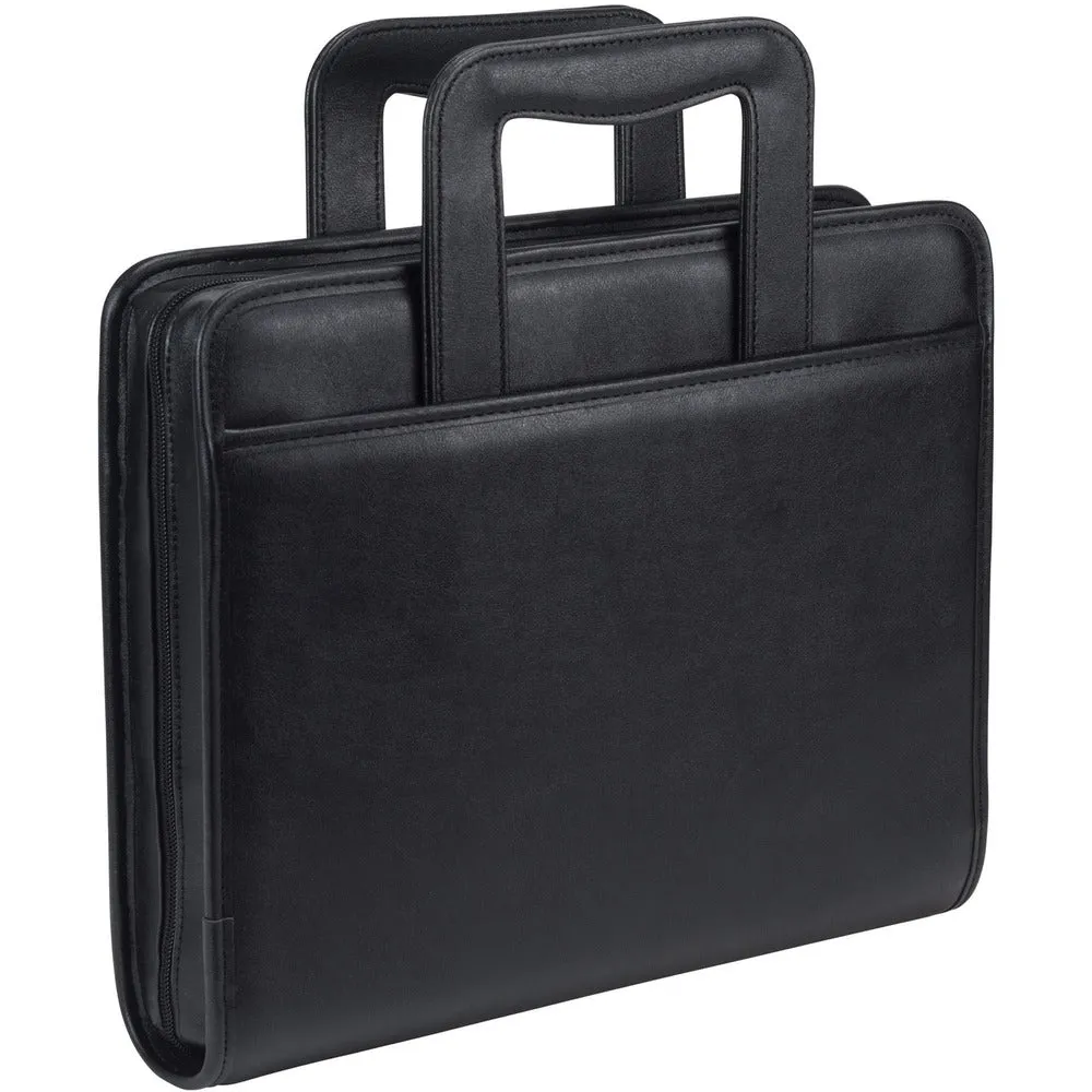 Samsill® Zipper Binder,Letter,Retractable Handles,2 Exterior Pckts,BK
