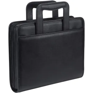 Samsill® Zipper Binder,Letter,Retractable Handles,2 Exterior Pckts,BK