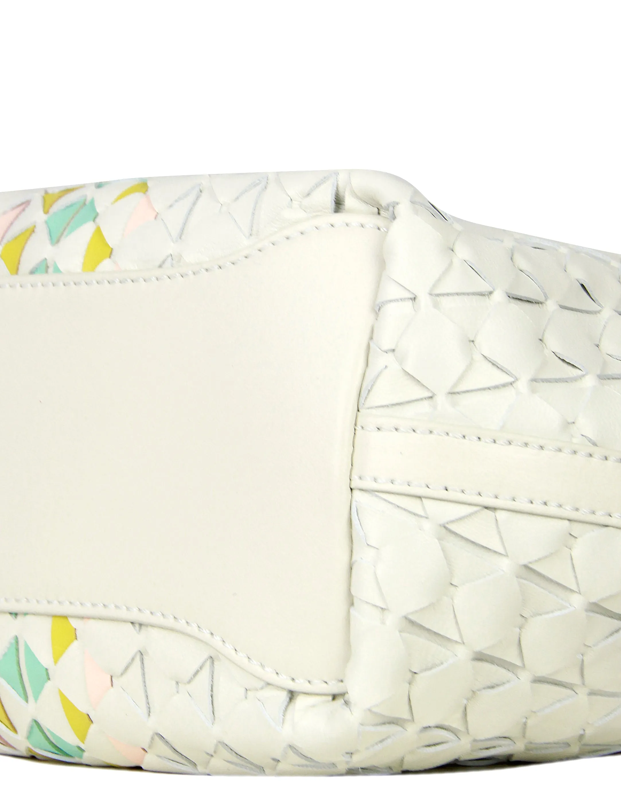 Serapian White/Pastel Mosaico Secret Mini Woven Leather Tote Bag