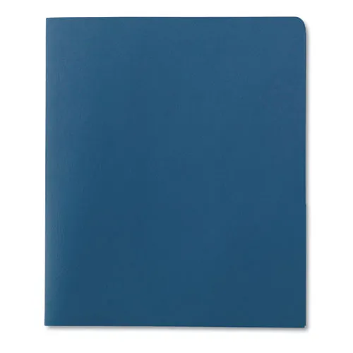 Smead Two-Pocket Folder, Embossed Leather Grain Paper, 100-Sheet Capacity, 11 X 8.5, Blue, 25/box