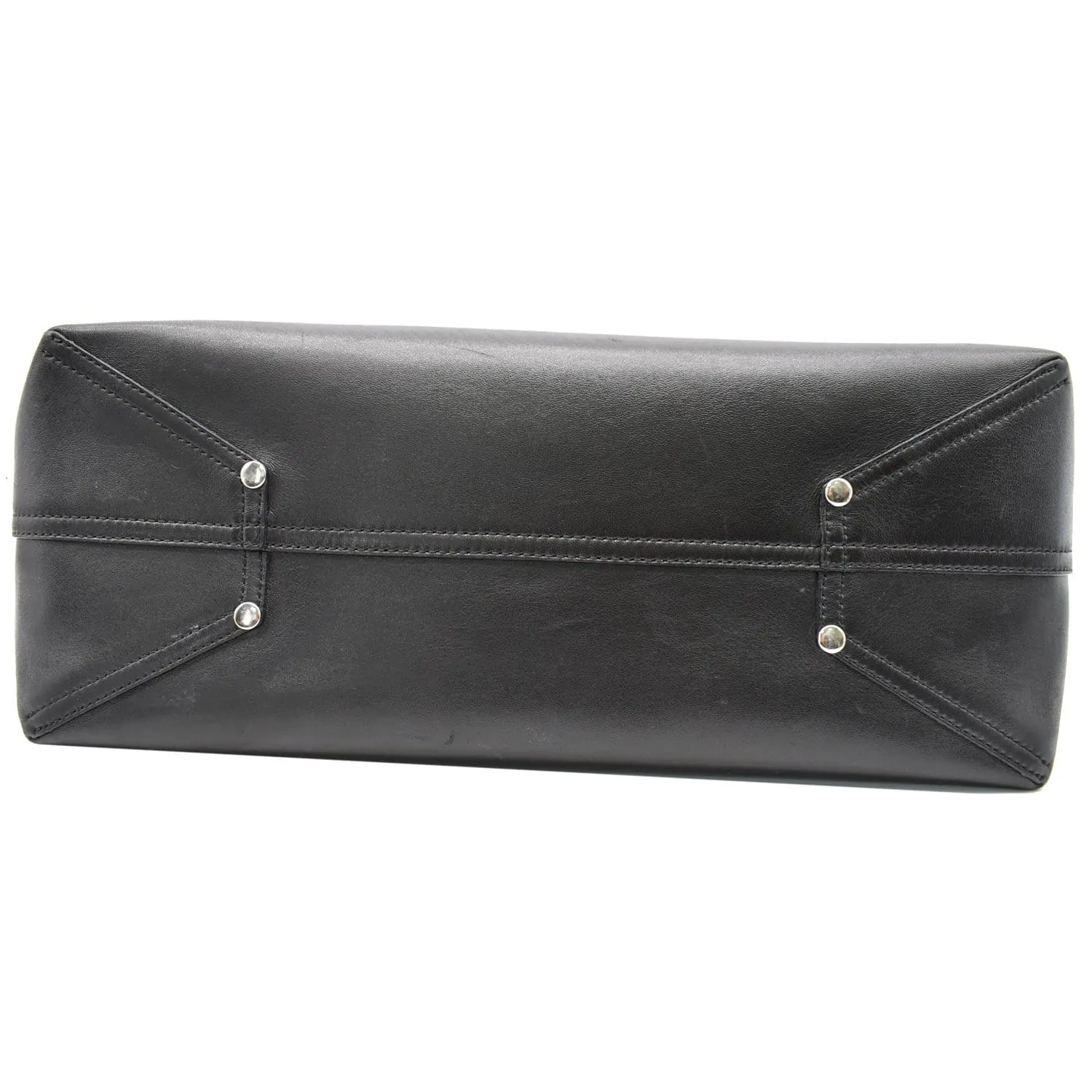 TIFFANY & CO Leather Tote Bag Black